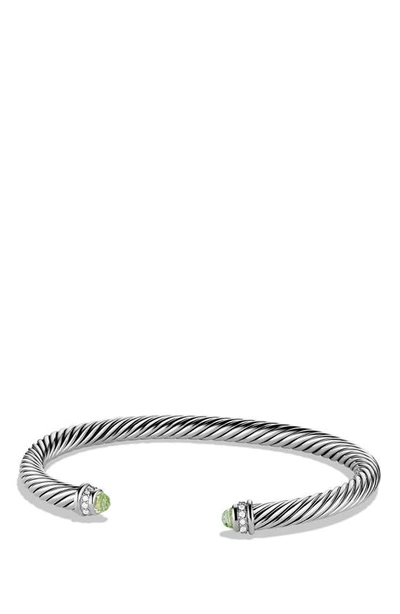 David Yurman Cable Classics Bracelet With Semiprecious Stones & Diamonds In Prasiolite