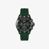 LACOSTE TIEBREAKER CHRONO WATCH - BLACK WITH GREEN SILICONE STRAP - ONE SIZE