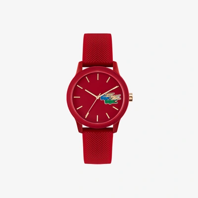 Lacoste 12.12 3 Hands Watch - Red With Silicone Strap - One Size