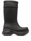 Balenciaga High-shaft Boots With Sculptural Sole In Schwarz