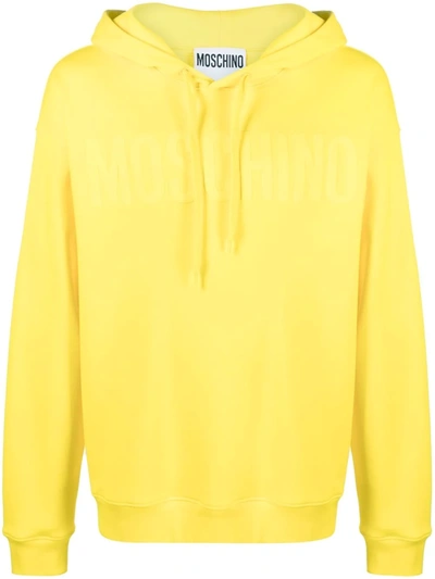 Moschino Logo-print Organic-cotton Hoodie In Yellow