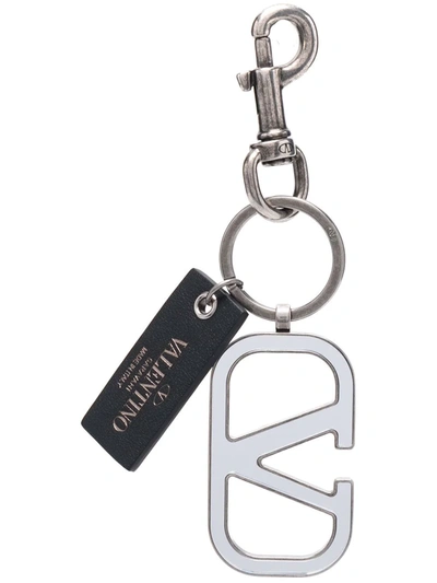 Valentino Garavani Vlogo Signature Keychain Silver