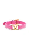 Valentino Vlogo Signature Leather Bracelet In Rosa