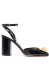 Valentino One Stud Patent Leather Ankle-strap Pumps In Black