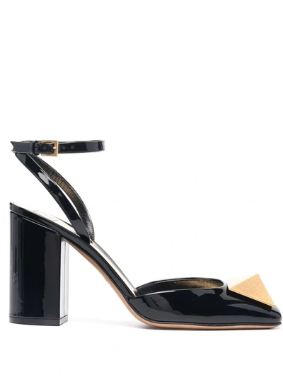 Valentino Garavani One Stud Patent Leather Ankle-strap Pumps In Black