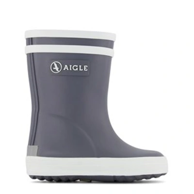 Aigle Charcoal Baby Flac Rain Boots In Grey