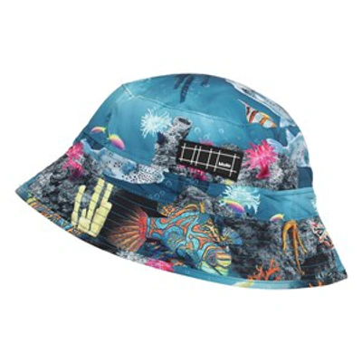 Molo Kids' Boy's Niks Underwater Printed Sun Bucket Hat - Upf 50+ In Blue