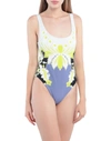 Valentino World Arazzo Print Swimsuit In Acid Green