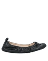 TOD'S TOD'S WOMAN BALLET FLATS BLACK SIZE 6.5 SOFT LEATHER,11952938IQ 11