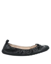 Tod's Crocodile Effect Leather Ballerina Shoes In Black