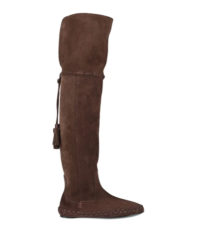 Celine Knee Boots In Brown