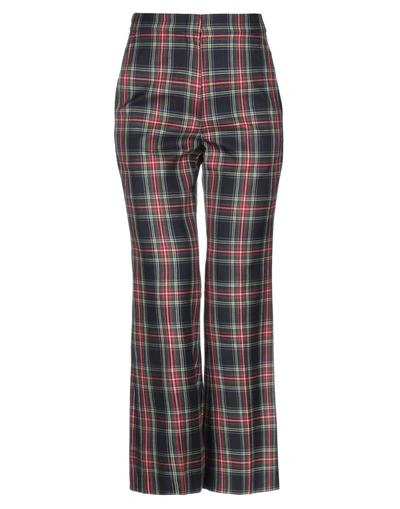Pushbutton Flared Check Pants In Navy Check