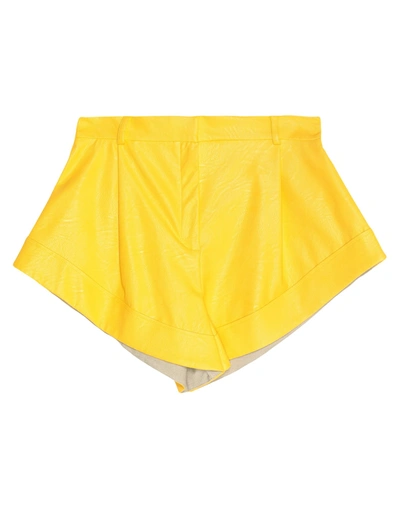 Actualee Woman Shorts & Bermuda Shorts Yellow Size 12 Polyurethane