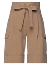 D-exterior D. Exterior Woman Shorts & Bermuda Shorts Khaki Size 4 Viscose, Polyester In Beige