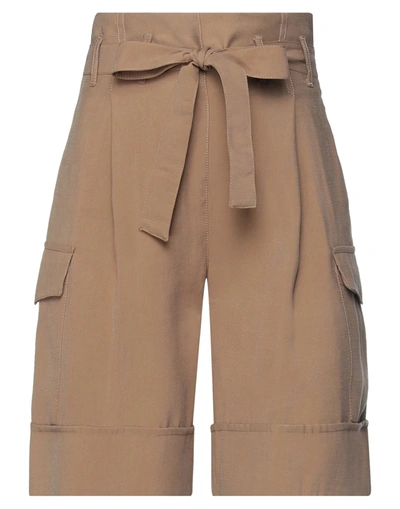 D-exterior D. Exterior Woman Shorts & Bermuda Shorts Khaki Size 4 Viscose, Polyester In Beige
