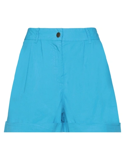 Merci .., Woman Shorts & Bermuda Shorts Turquoise Size S Cotton, Elastane In Blue