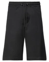 Neil Barrett Waterproof Loose Cotton & Nylon Shorts In 黑色