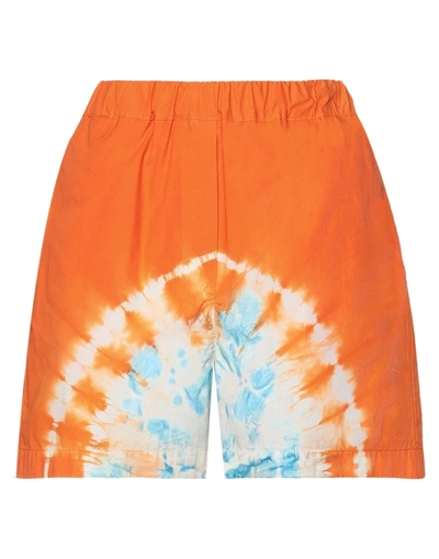 Msgm Tie-dye Print Track Shorts In Orange
