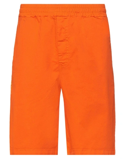 Iuter Man Shorts & Bermuda Shorts Orange Size S Cotton, Elastane