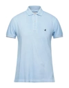 Brooksfield Polo Shirt In Cotton With Logo In Sky Blue