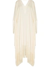 Taller Marmo Very Ross Fringed Satin-trimmed Crepe Kaftan In Neutrals