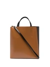 Marni Museo Mini Bi-colour Leather Tote Bag In Black