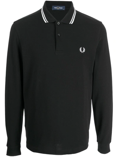 Fred Perry Authentic Long Sleeved Twin Tipped Polo Black