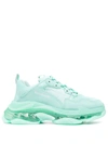 Balenciaga Triple S Transparent-sole Sneakers In Blue