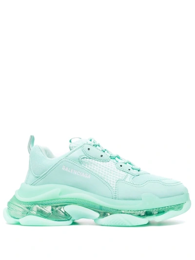 Balenciaga Triple S Transparent-sole Sneakers In Mint
