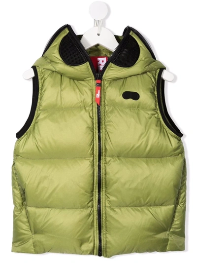 Ai Riders On The Storm Young Kids' Hooded Padded Gilet In Green