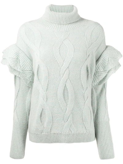 Onefifteen X Beyond The Radar Cable Knit Jumper In Green