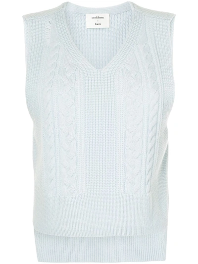 Onefifteen X Beyond The Radar Cable Knit Waistcoat In Blue