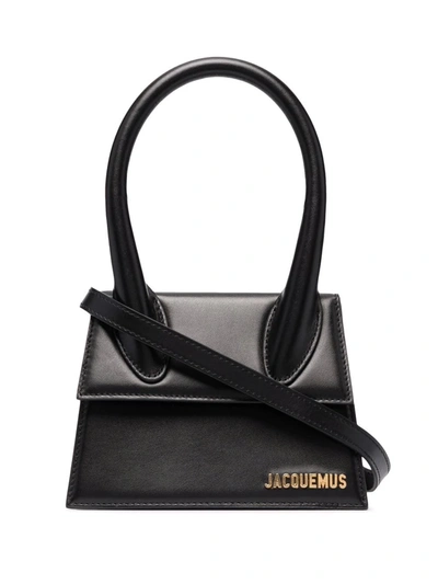 Jacquemus Le Chiquito Moyen Leather Shoulder Bag In Black