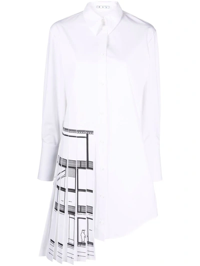 Off-white Off White Palace Print Shirt Dress In White Black (white)