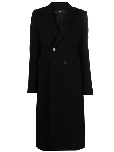 Sapio Double-breasted Tailored Coat In Black