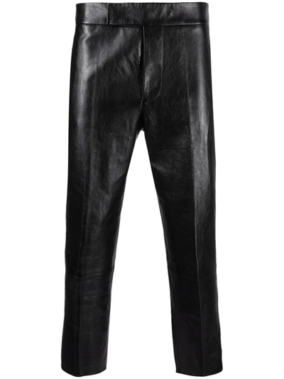 Sapio Cropped Polished-finish Trousers In Black