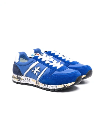 Premiata Teen Low-top Lace-up Sneakers In Blue