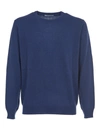 KANGRA BLUE MERINOS WOOL SWEATER WITH PATCHES,3008 010100977