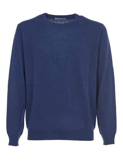 Kangra Blue Merinos Wool Sweater With Patches