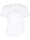 Rosie Assoulin Pearl-embellished Knotted T-shirt In 白色
