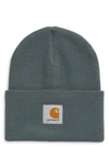 Carhartt Watch Hat Logo-patch Beanie In Eucalyptus