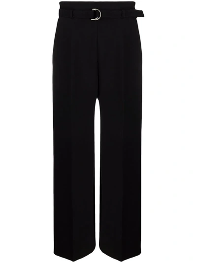 Maje Parcine Wide-leg High-rise Stretch-jersey Trousers In Bleus