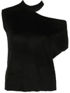 Rta Axel Cutout Cotton And Cashmere-blend Jersey Top In Black