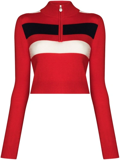 Perfect Moment Mania Zipped Merino-wool Thermal Top In Red