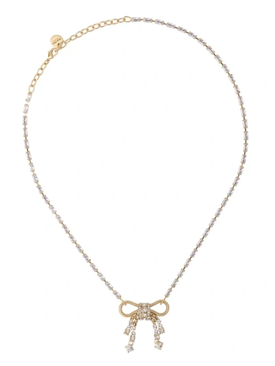 VIP【関税送料無料】希少 Miu Miu Brass Necklace Miu Miu Bijoux Crystal Pearl Necklace Choker Rhinestone