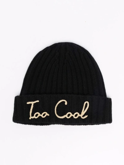 Mc2 Saint Barth Kids' Too Cool Embroidered Beanie In Black