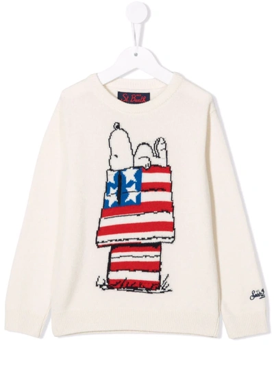 Mc2 Saint Barth Kids' Knitted Cartoon Sweatshirt In Neutrals