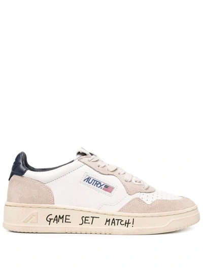 Autry Suede-panel Lace-up Leather Sneakers In White