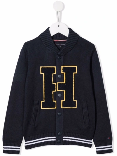 Tommy Hilfiger Junior Kids' Logo College Bomber Jacket In Blue