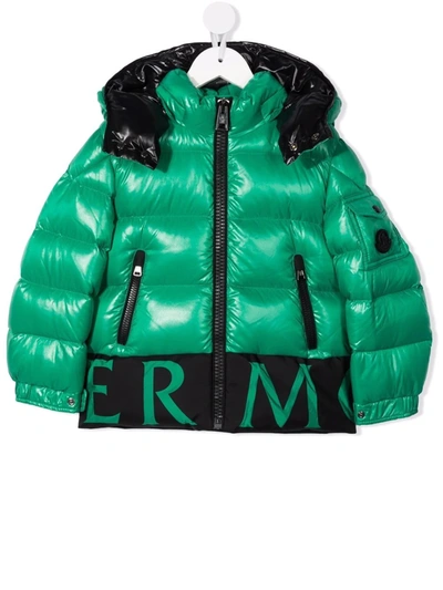 Moncler Kids' Padded Logo Coat In Green